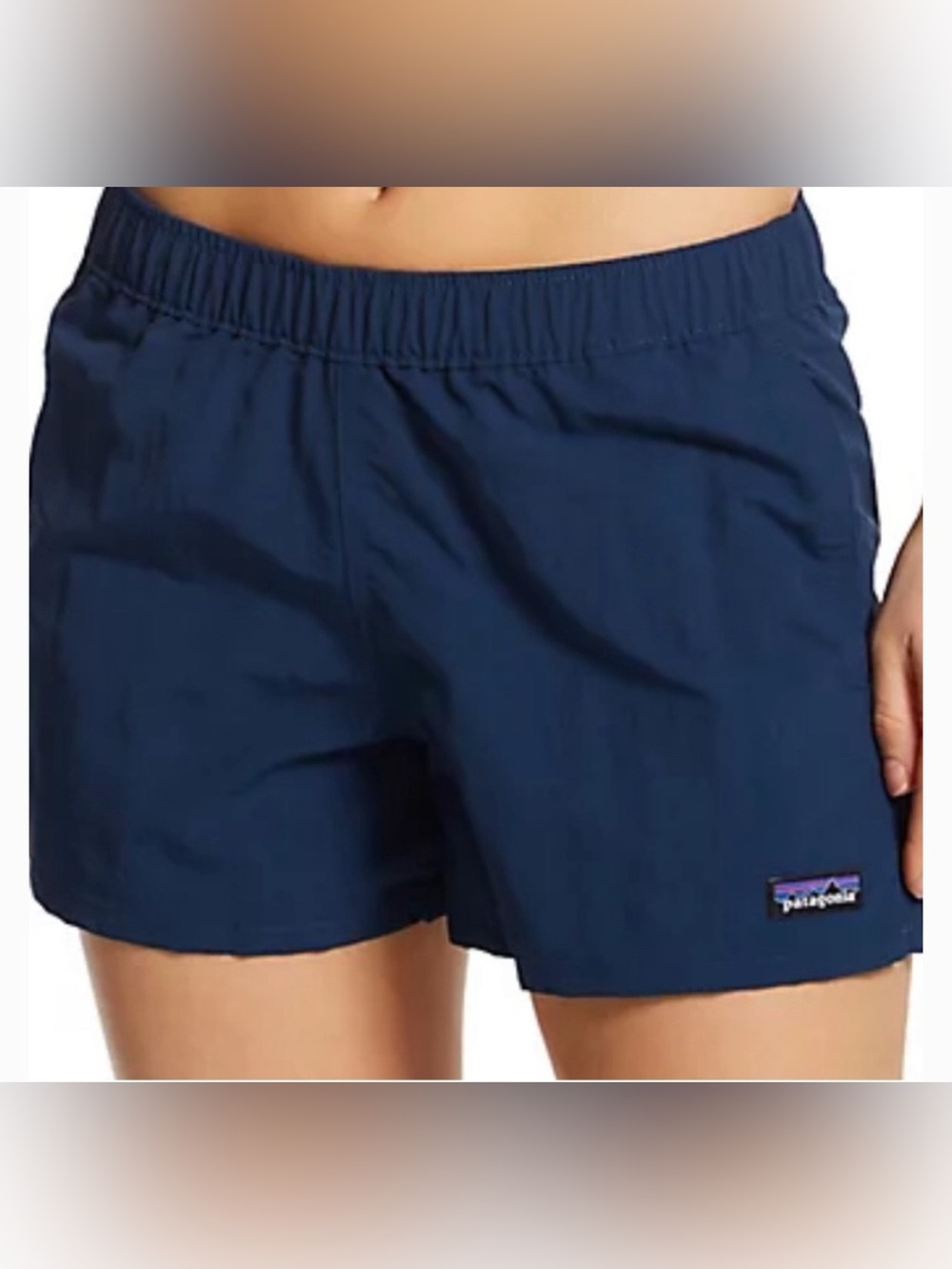 NWT Patagonia Women's Navy Barely Baggies Elastic Athletic Shorts - Size XL